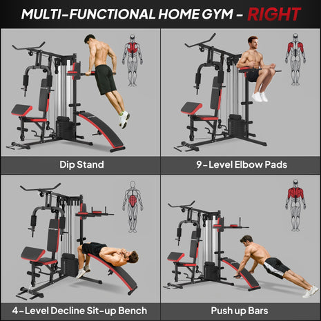 SPORTNOW Multi-Gym workout station with 65kg weight stack and multiple exercise options