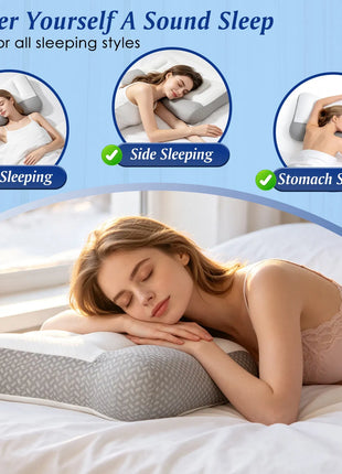 Ergonomic mesh bed pillow – white and grey – view 4