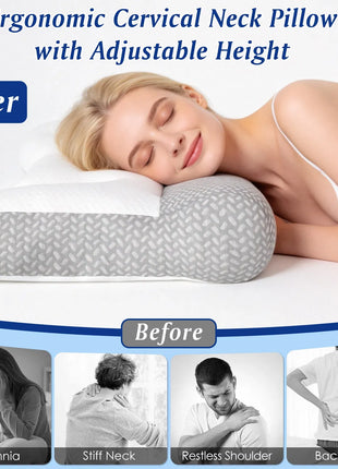 Ergonomic mesh bed pillow – white and grey – view 9