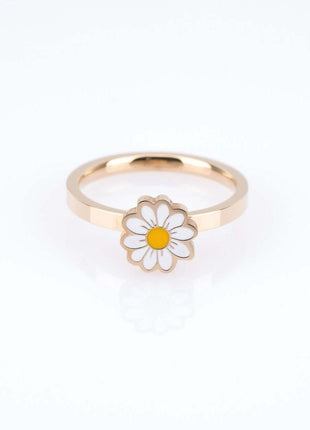 Metal flower-shaped fidget spinner rotatable ring for women in classic style