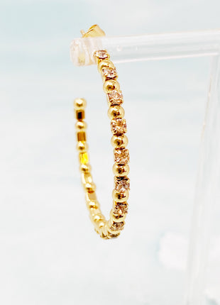 Ball And Jewel Hoop Earrings-2