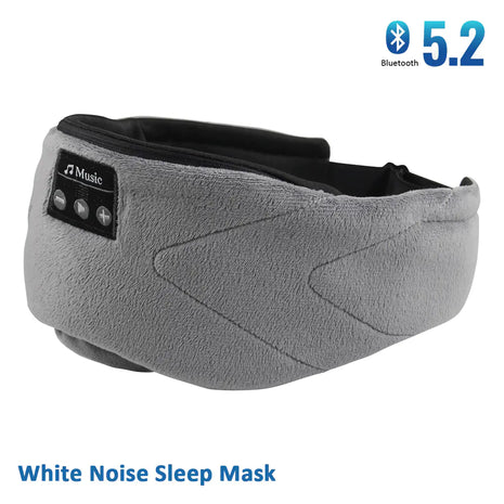 Bluetooth white noise sleep eye mask with built-in speakers, 100% light blocking, and 15-hour playback battery