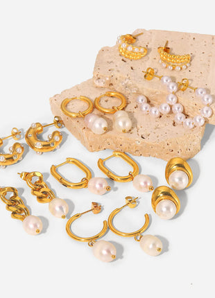 Fashionable Stainless Steel Pearl Earrings