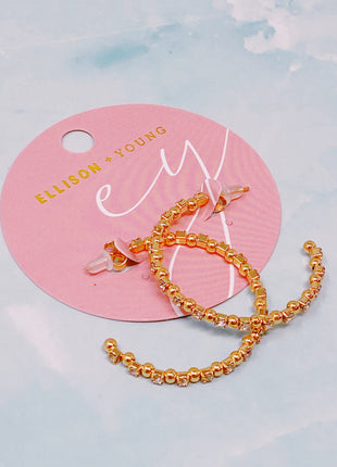 Ball And Jewel Hoop Earrings-4