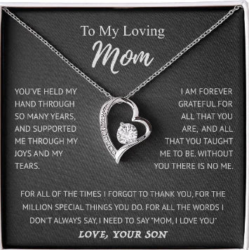 Elegant Heart Pendant Necklace Gift Set for Mom (One)