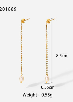 Fashionable Stainless Steel Pearl Earrings