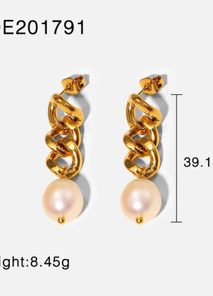 Fashionable Stainless Steel Pearl Earrings
