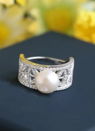Natural Pearl Ring with Elegant 925 Silver Band