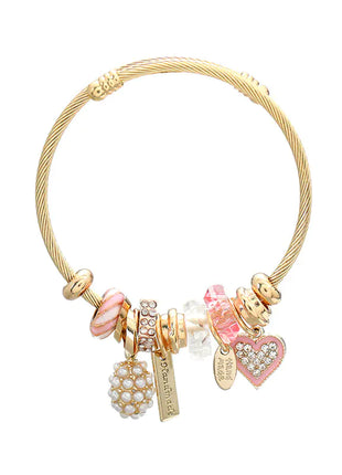 Heart Shaped Pearl Pendant Bracelet