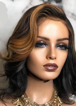 European American Short Curly Wigs in Black & Brown
