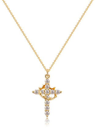 Rotatable Cross Crown Necklace