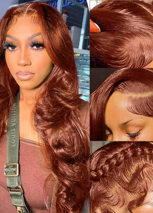 24 Inch Reddish Brown Lace Front Human Hair Wig