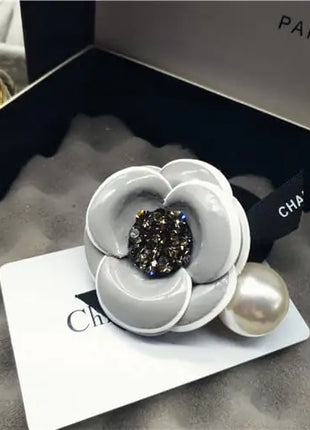 Camellia Rhinestone and Pearl Hair Ornament
