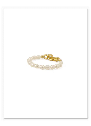 Natural Pearl Ring with Vintage Gold Plating