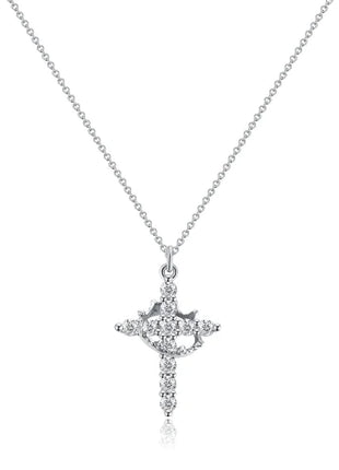 Rotatable Cross Crown Necklace