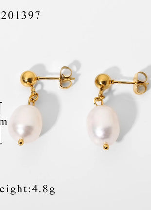 Fashionable Stainless Steel Pearl Earrings