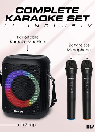 Portable Karaoke Machine w/ 2 Wireless Microphones-2