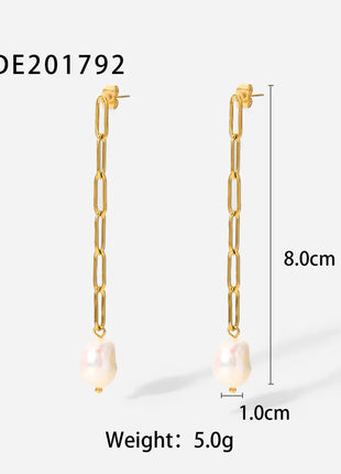 Fashionable Stainless Steel Pearl Earrings