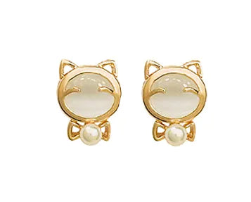 Bowknot and Doraemon Pearl Earrings