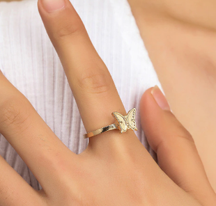 Metal flower-shaped fidget spinner rotatable ring for women in classic style
