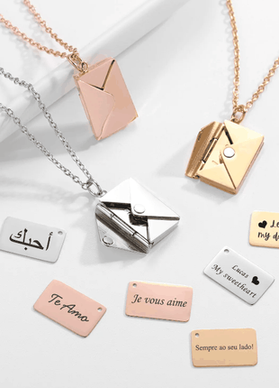 Sterling silver Envelope Necklace personalized with handwritten note design
