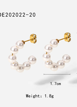 Fashionable Stainless Steel Pearl Earrings
