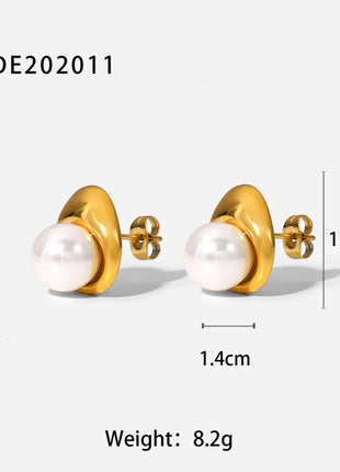 Fashionable Stainless Steel Pearl Earrings