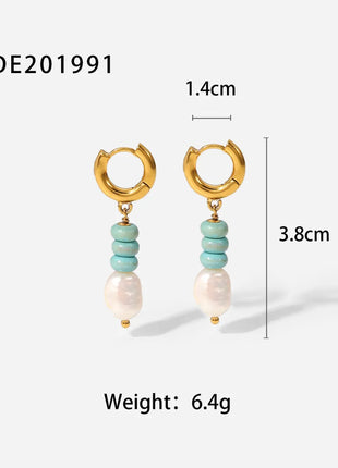 Fashionable Stainless Steel Pearl Earrings