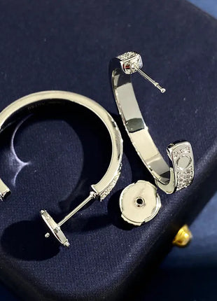 C-Shaped Large Earrings with Starry Design