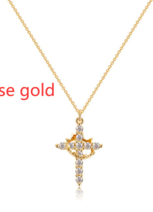 Rotatable Cross Crown Necklace