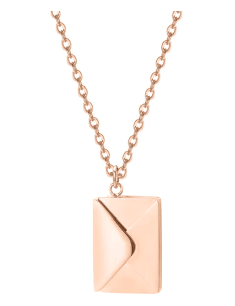 Sterling silver personalized envelope necklace with customizable design and intimate keepsake features