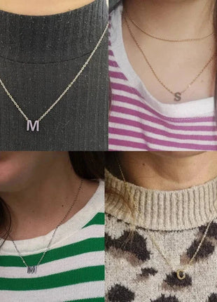 stainless steel minimalist initial letter necklace choker for women