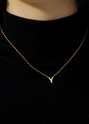 Minimalist stainless steel initial letter necklace choker for women with A-Z pendants