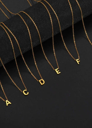 Minimalist stainless steel initial letter necklace pendant for women A-Z choker design