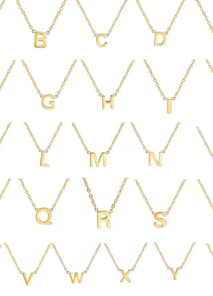 Minimalist stainless steel initial letter necklace choker for women