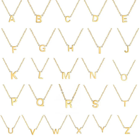 Minimalist stainless steel initial letter necklace choker for women