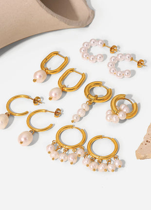 Fashionable Stainless Steel Pearl Earrings