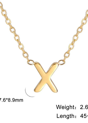 Minimalist stainless steel initial letter A-Z necklace choker for women