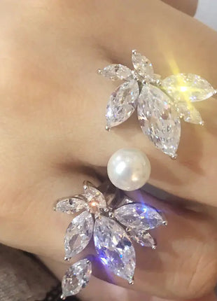 Water Drop Open-End Pearl Ring for Women