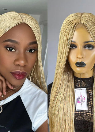 UniqueBraidedWigs 38 Inch Micro Senegalese Twists Braided Wig - #613 Platinum Blonde