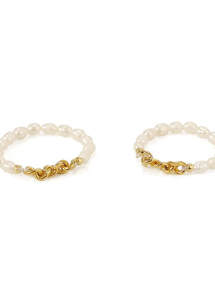 Natural Pearl Ring with Vintage Gold Plating