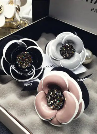 Camellia Rhinestone and Pearl Hair Ornament
