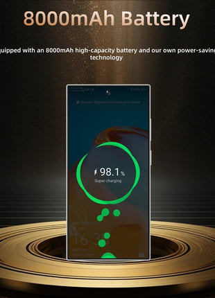 C25 Ultra Cell Phone with black rectangular body, glowing charging display, and 8000mAh battery label