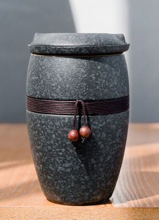 Black Porcelain Tea Infuser Mug with Lid – Modern Chinese Kung Fu Teacup