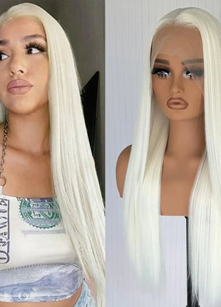 GJRainDY Platinum Blonde Synthetic Lace Front Wig - 13x4 Glueless HD Lace Wigs for Black Women