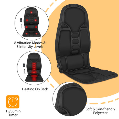 Heated Vibration Massage Seat Cushion for Car & Home