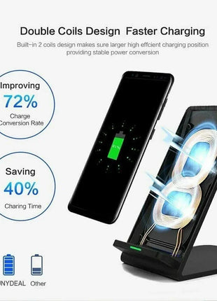 Qi wireless fast charger charging pad stand dock for Galaxy phone on desk