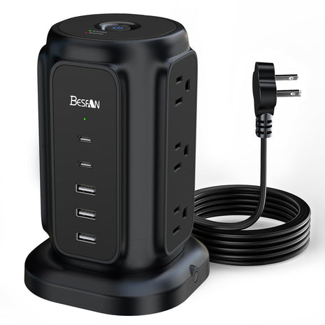 14 in 1 Power Strip Tower with 9 Outlets and 5 USB Ports