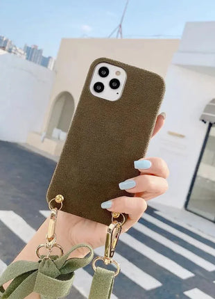 Plush Diagonal Lanyard for iPhone in multiple colors, compatible with Apple devices