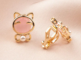 Bowknot and Doraemon Pearl Earrings